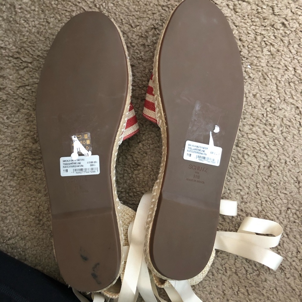 SCHUTZ Red and Tan Striped Sandals - Picture 2 of 4